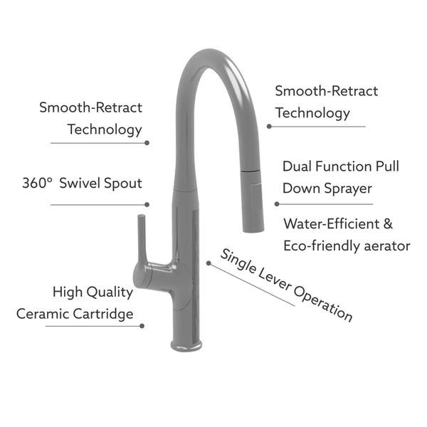 Carysil ALA1512 Rose Gold Finish Hot and Cold Mixer with Pullout Faucet